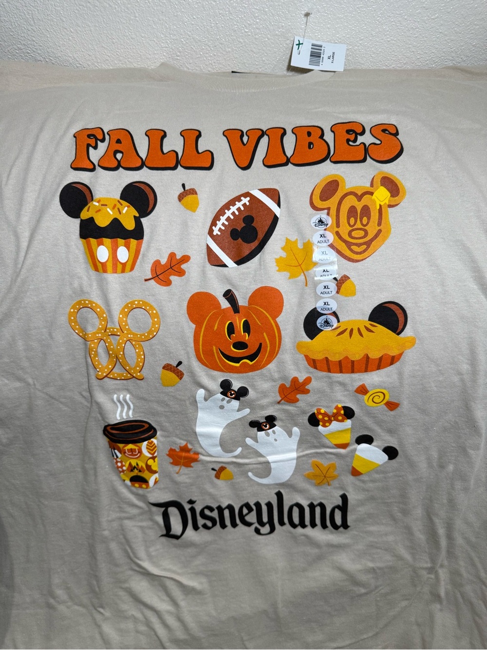 Disneyland Fall Vibes Halloween Mickey Ghost Snacks Shirt Top XL NEW Disney
